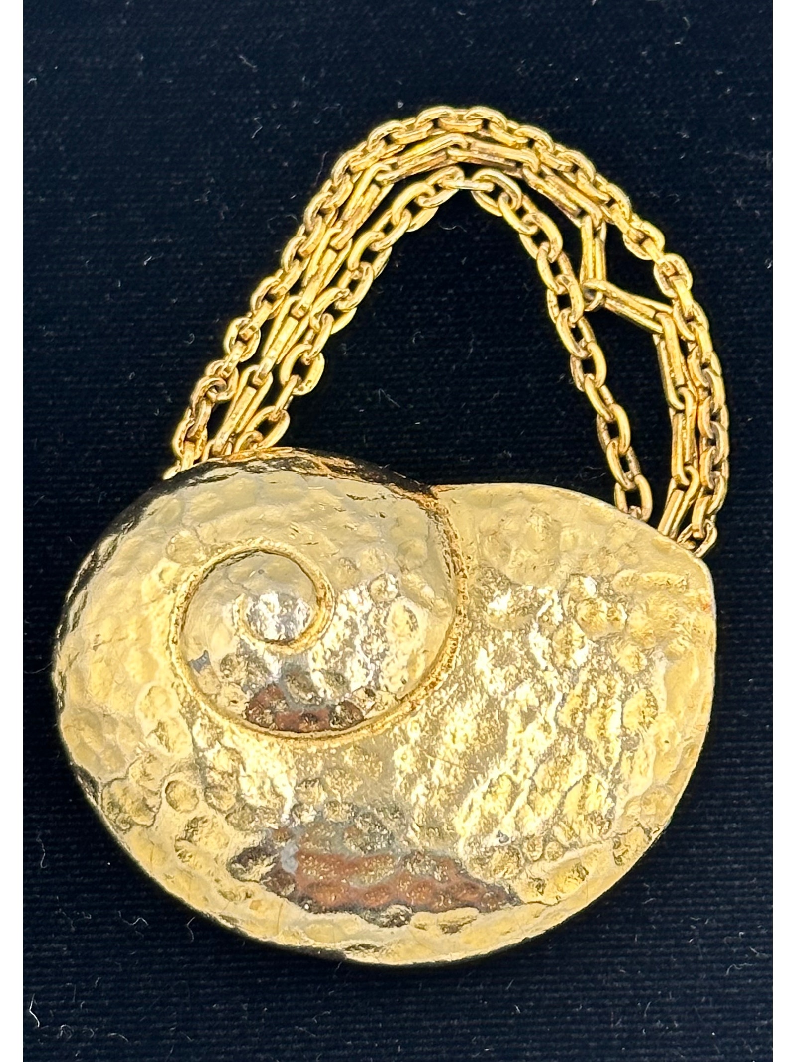 Yves Saint Laurent Ysl Vintage 1980's Gold Plated Snail Swirl Brooch Pendant